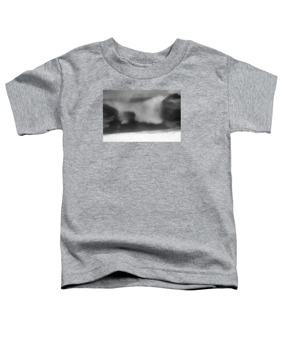 Black And White Toddler T-Shirt featuring the photograph Blurry Breakers Black And White by Adam Jewell