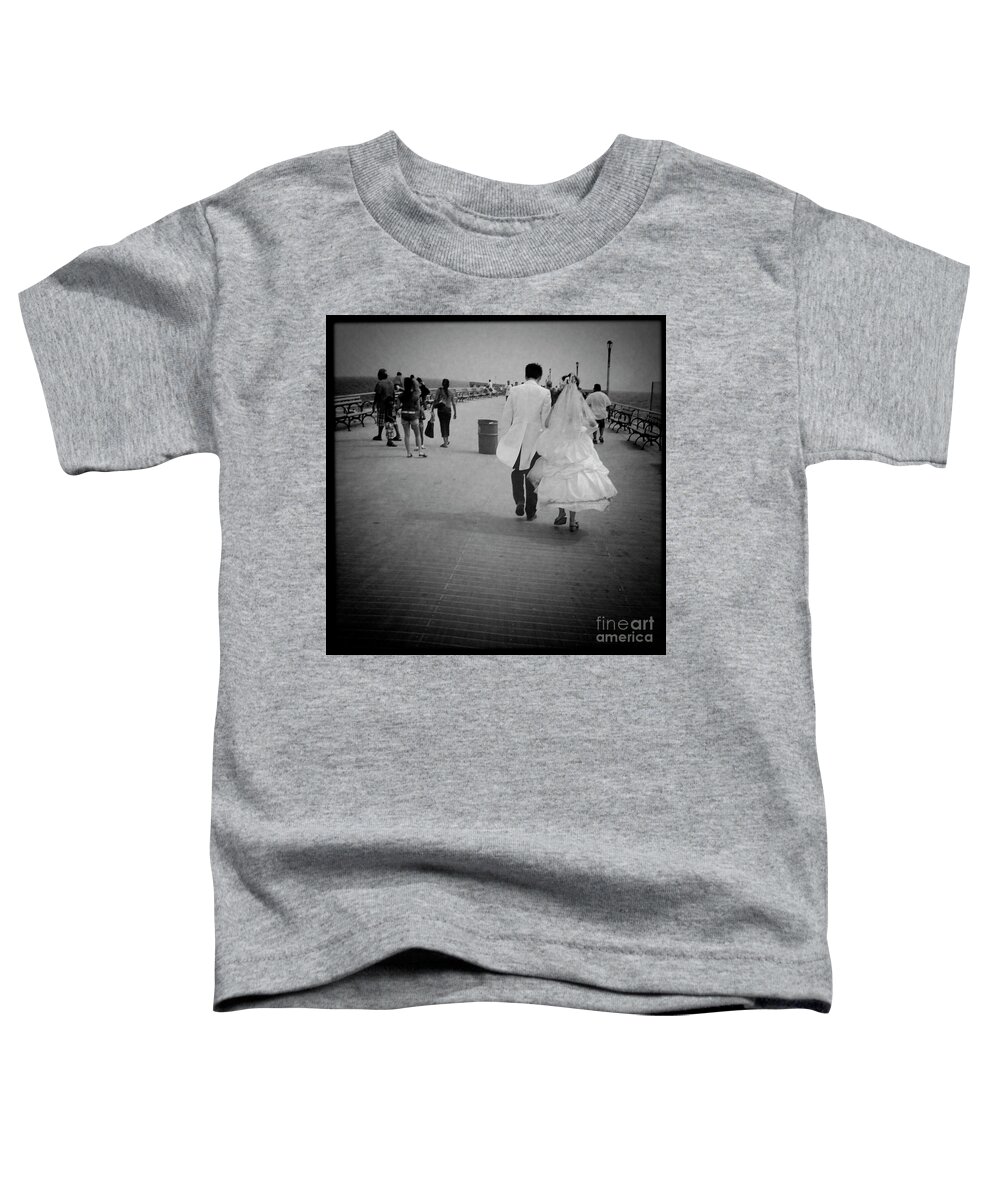 Bride Toddler T-Shirt featuring the photograph Boardwalk Nuptials by Onedayoneimage Photography