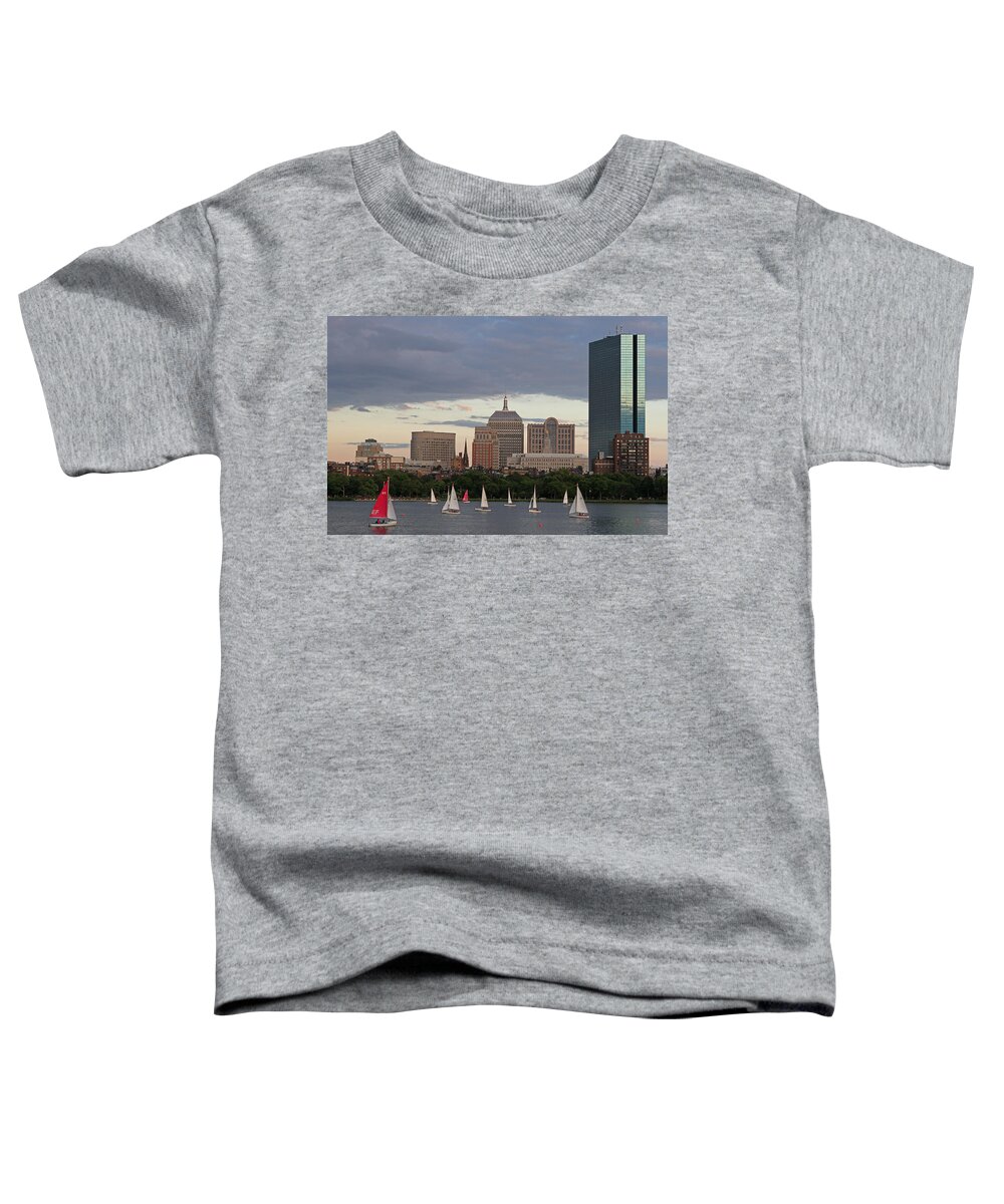 Boston Toddler T-Shirt featuring the photograph Boston Charles River Sailboats by Juergen Roth