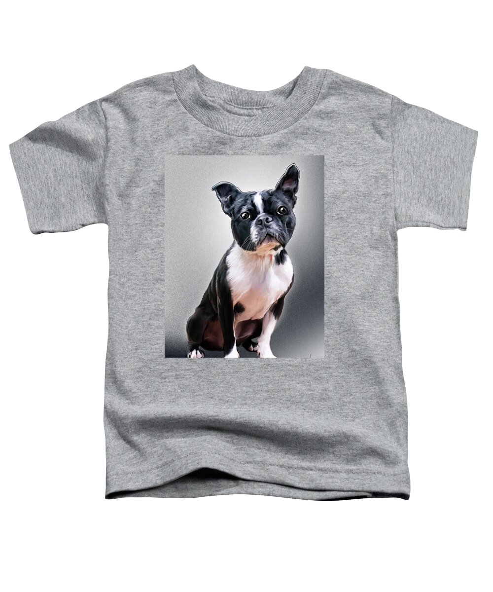 Spano Toddler T-Shirt featuring the painting Boston Terrier by Spano by Michael Spano