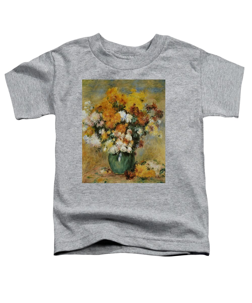 French Art Toddler T-Shirt featuring the painting Bouquet of Chrysanthemums by Auguste Renoir
