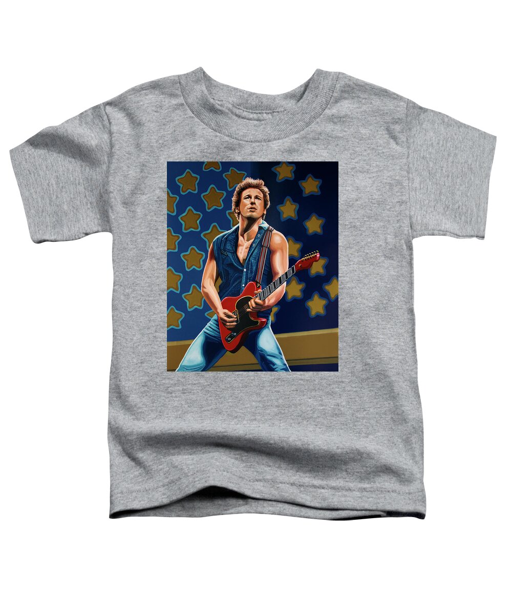 Bruce Springsteen Toddler T-Shirt featuring the painting Bruce Springsteen The Boss Painting by Paul Meijering