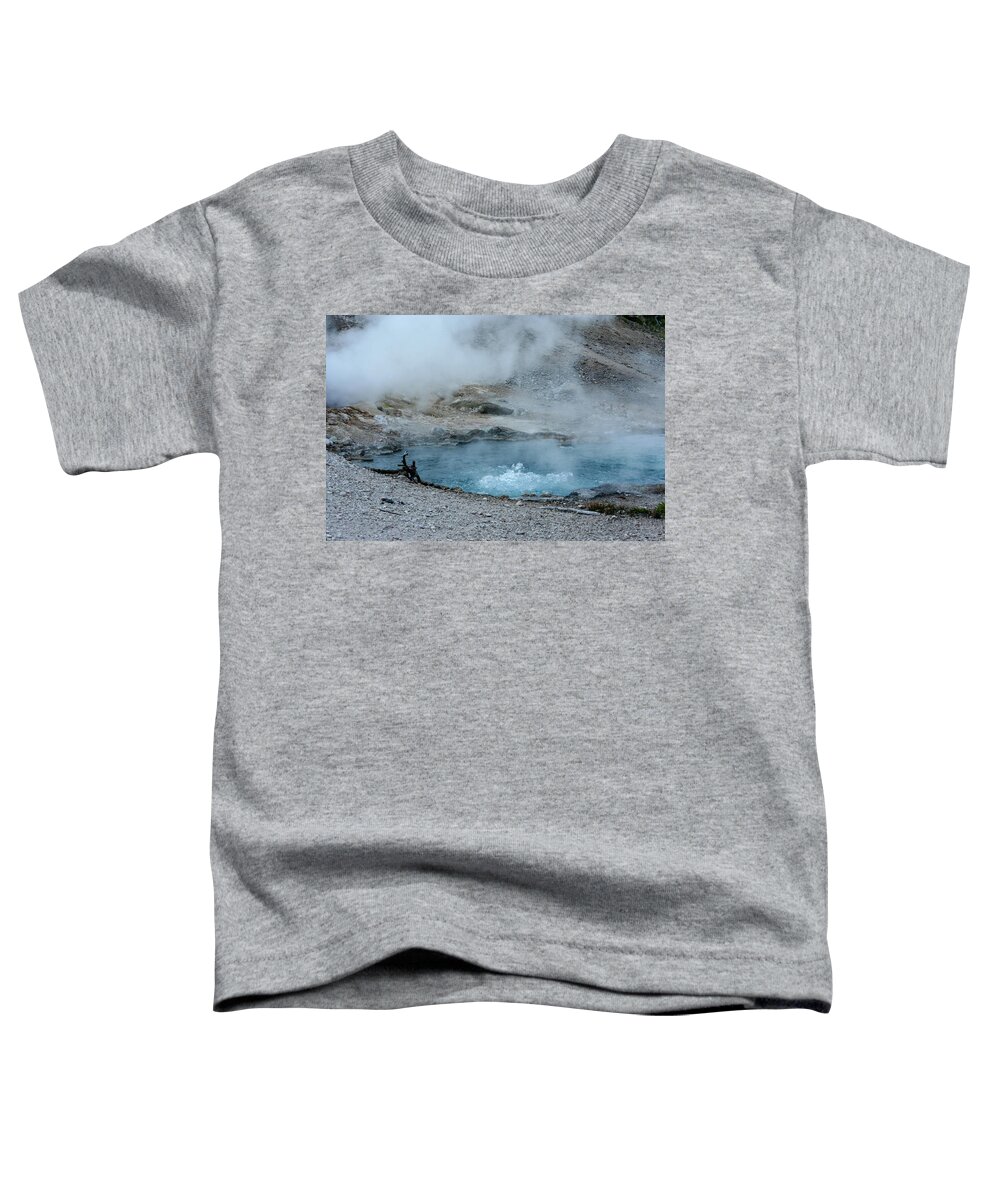 Yellowstone Toddler T-Shirt featuring the photograph Bubbling Hot Springs, Yellowstone by Aashish Vaidya
