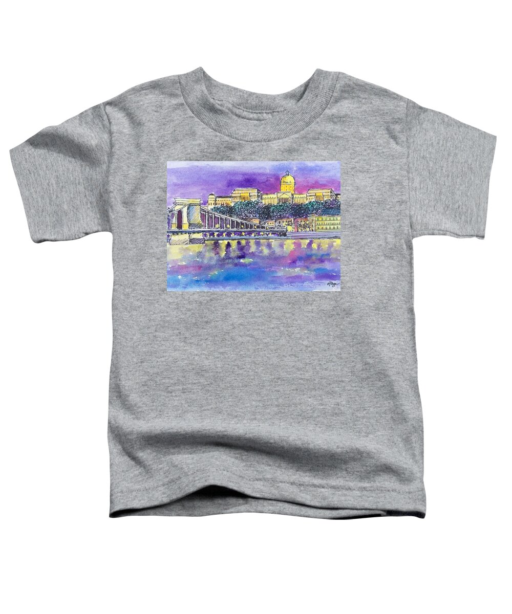 Budapest Toddler T-Shirt featuring the painting Budapest at Night II by Emily Page