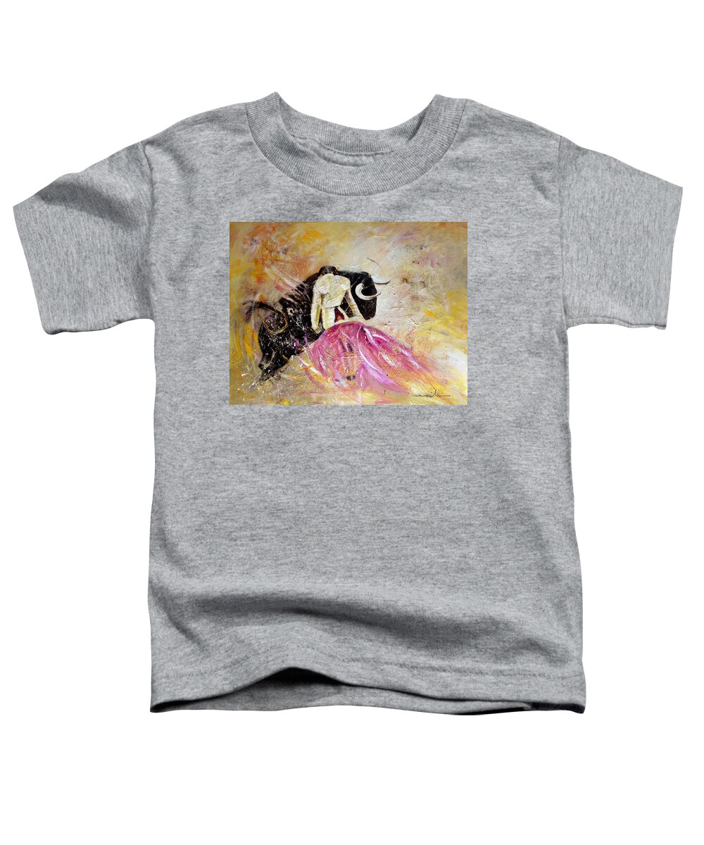 Animals Toddler T-Shirt featuring the painting Bullfight 74 by Miki De Goodaboom