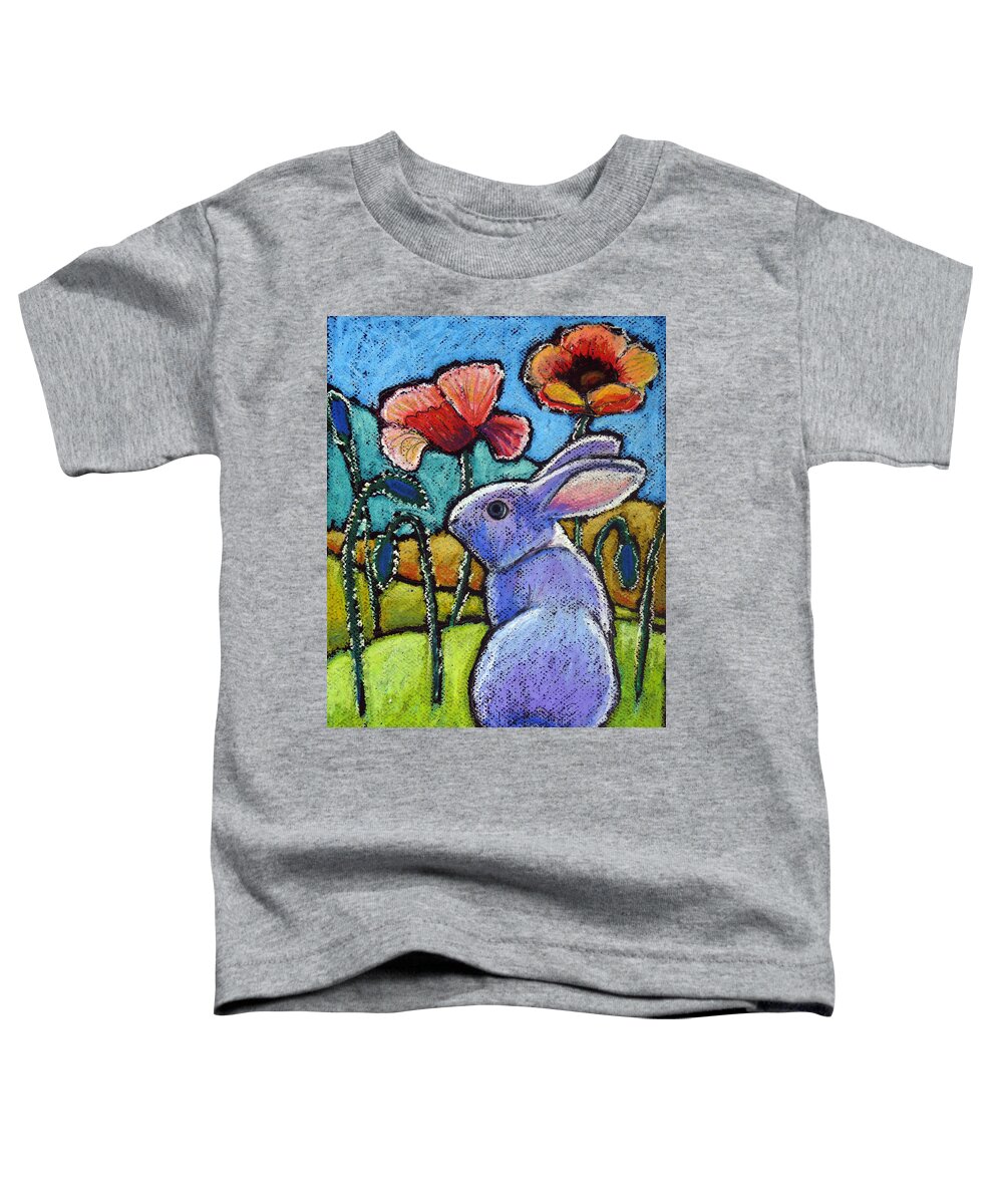 Rabbit Toddler T-Shirt featuring the painting Bunnytime by Ande Hall