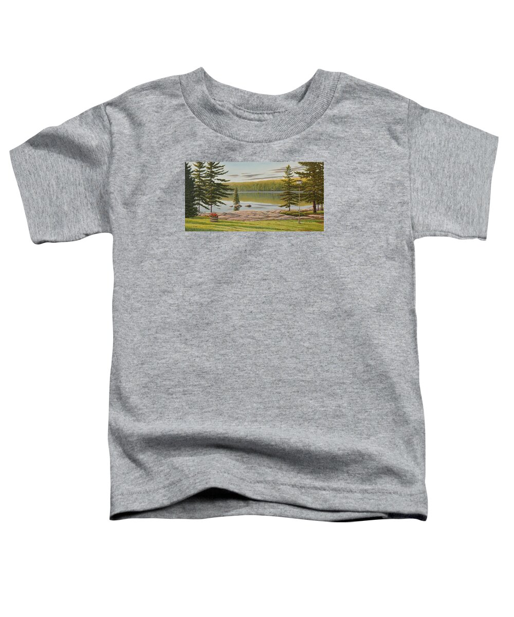 Jake Vandenbrink Toddler T-Shirt featuring the painting By The Lakeside by Jake Vandenbrink