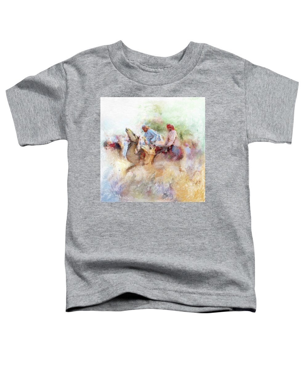 Camels Toddler T-Shirt featuring the painting Camel Race 2 668 1 by Mawra Tahreem