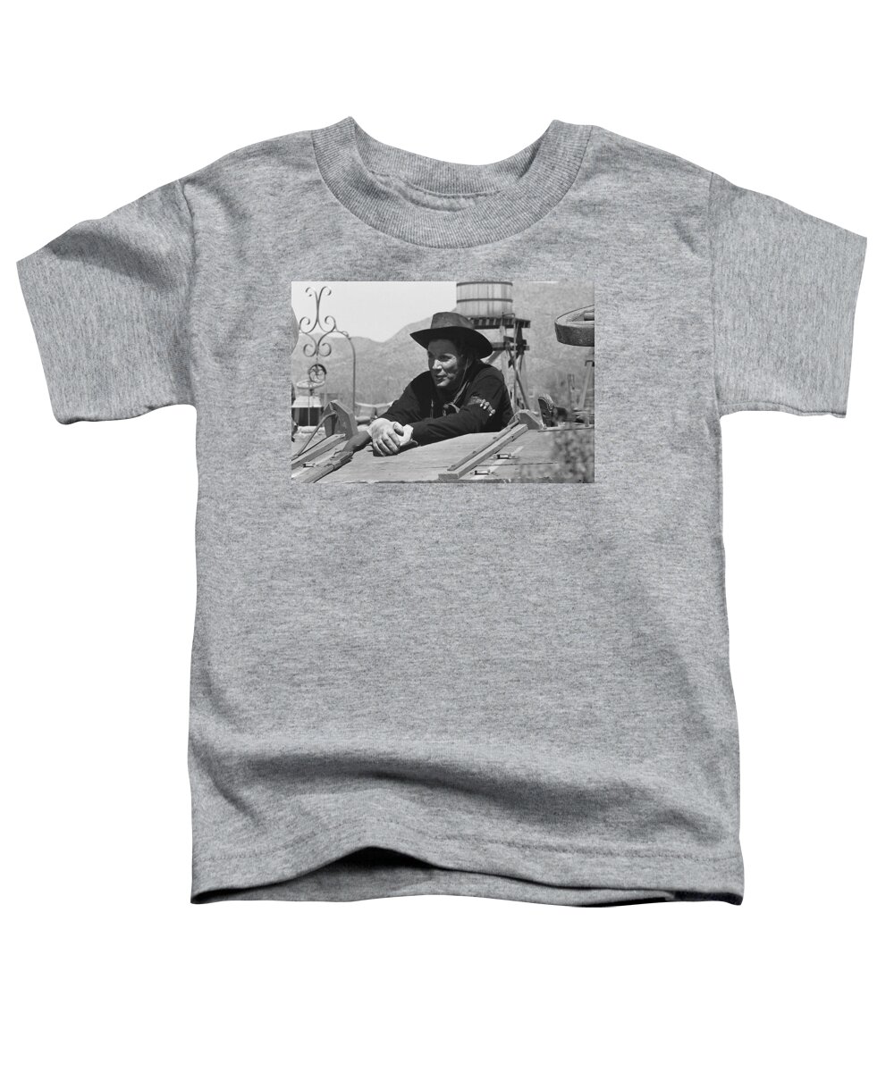 Cameron Mitchell The High Chaparral Set Old Tucson Arizona 1969 Toddler T-Shirt featuring the photograph Cameron Mitchell The High Chaparral set Old Tucson Arizona 1969 by David Lee Guss