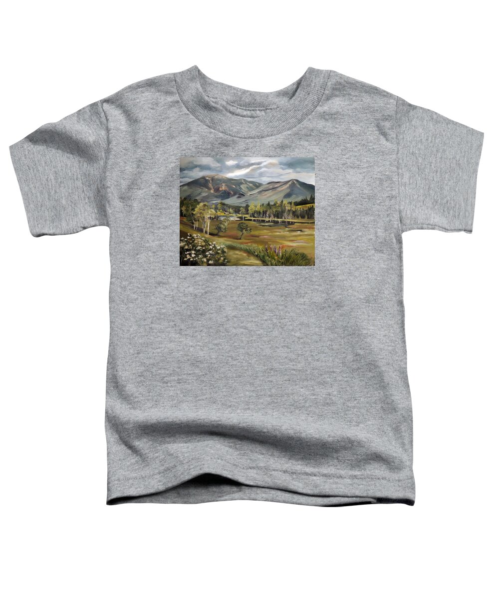 Cannon Mountain Toddler T-Shirt featuring the painting Cannon Mountain from Sugar Hill New Hampshire by Nancy Griswold