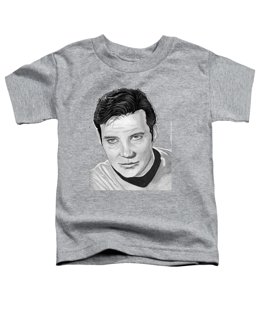 Captain Toddler T-Shirt featuring the drawing Captain Kirk by Bill Richards