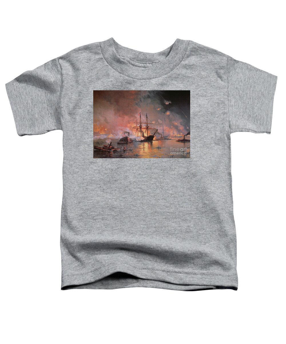 Capture Of New Orleans By Union Flag Officer David G. Farragut Toddler T-Shirt featuring the painting Capture of New Orleans by Union Flag Officer David G Farragut by Julian Oliver Davidson