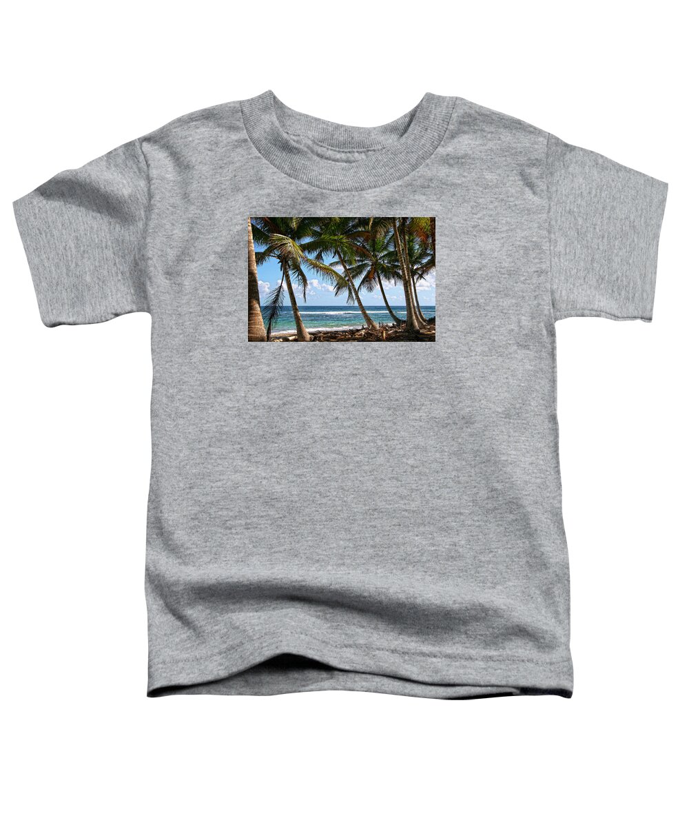 Palms Island Palm Tree Trees Beach Sea Ocean Vacation Travel Sand Salt Toddler T-Shirt featuring the photograph Caribbean Palms by Robert Och