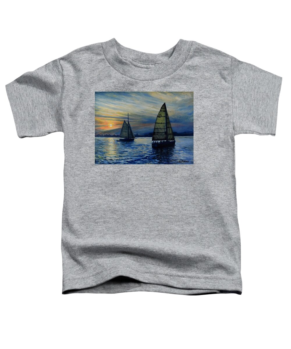 Maine Toddler T-Shirt featuring the painting Casco Bay Sunset by Eileen Patten Oliver