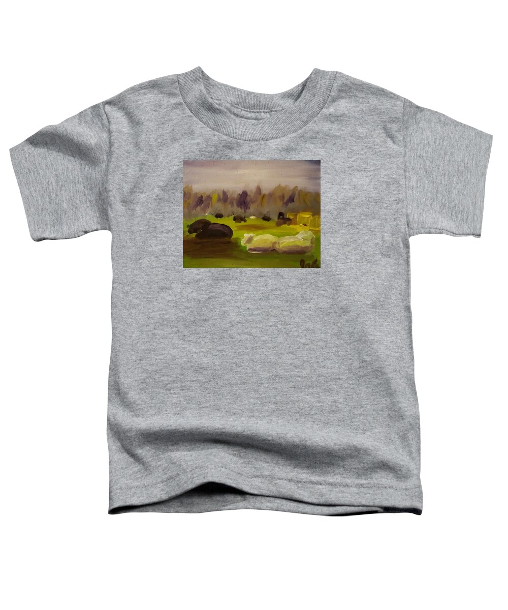Cows Toddler T-Shirt featuring the painting Cattle in Field by Steve Jorde