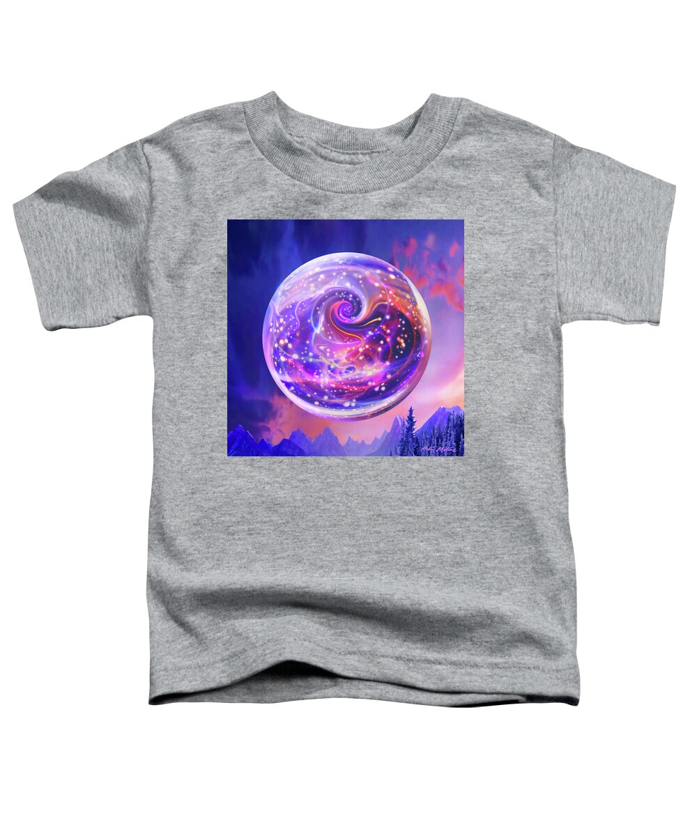 Celestial Toddler T-Shirt featuring the digital art Celestial Snow Globe by Robin Moline