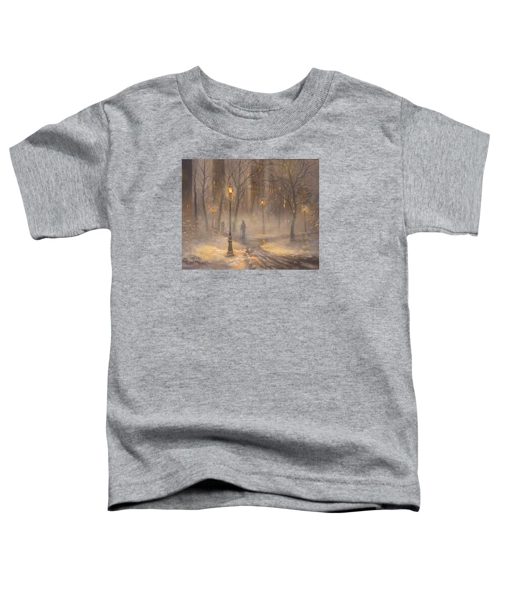 New York Toddler T-Shirt featuring the painting Central Park After Dark by Tom Shropshire