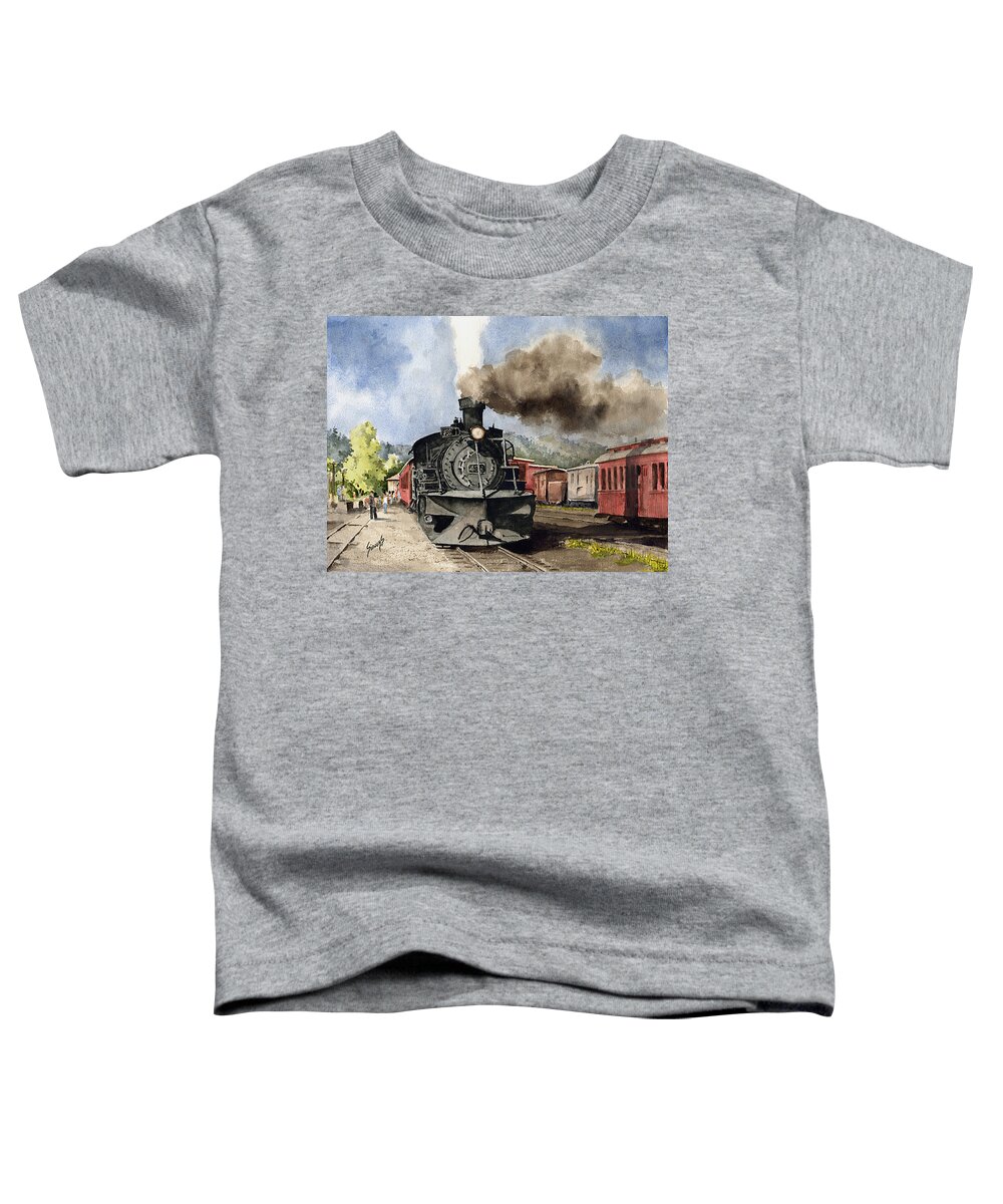 Train Toddler T-Shirt featuring the painting Chama Arrival by Sam Sidders