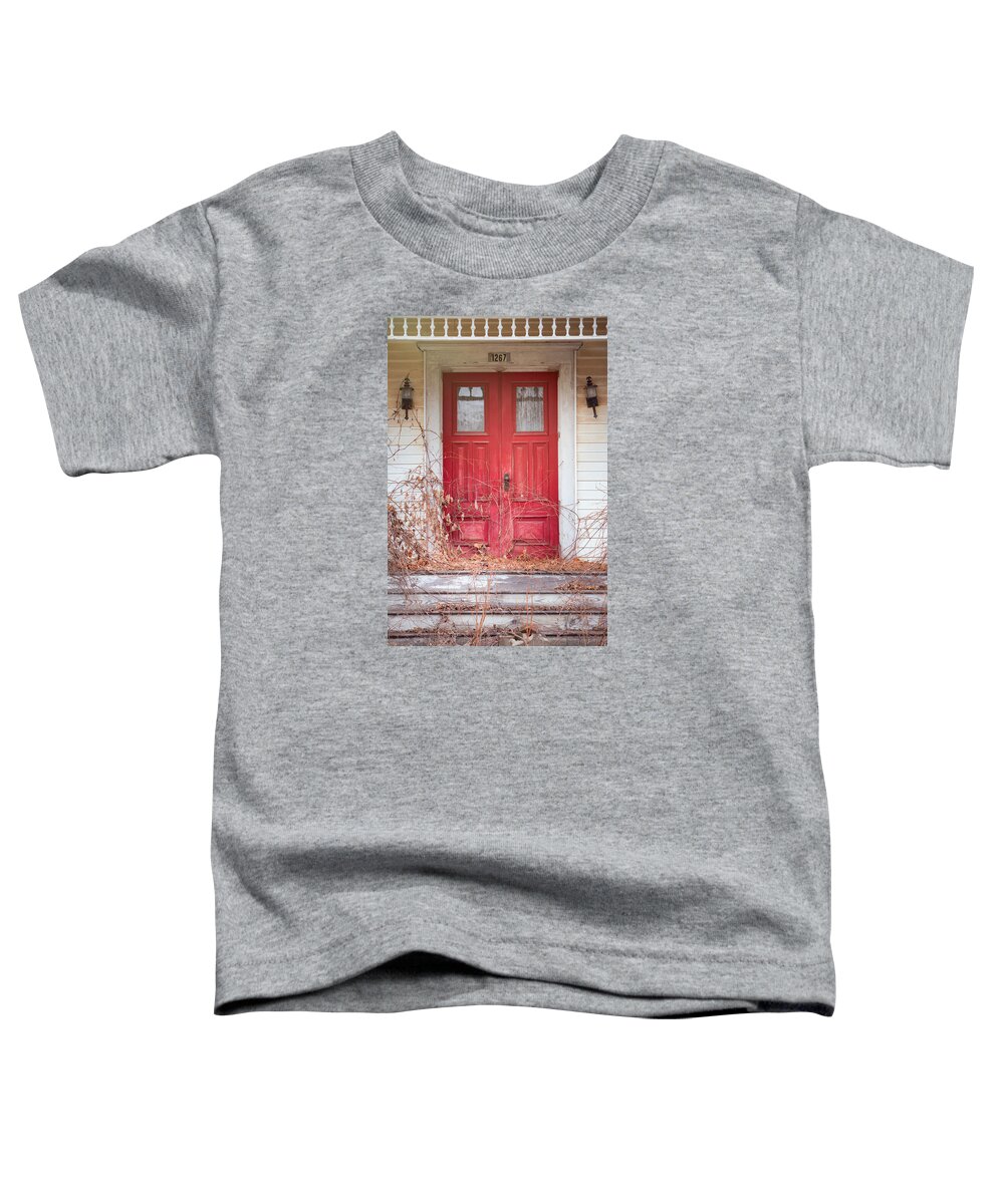 Abandoned House Toddler T-Shirt featuring the photograph Charming Old Red Doors Portrait by Gary Heller