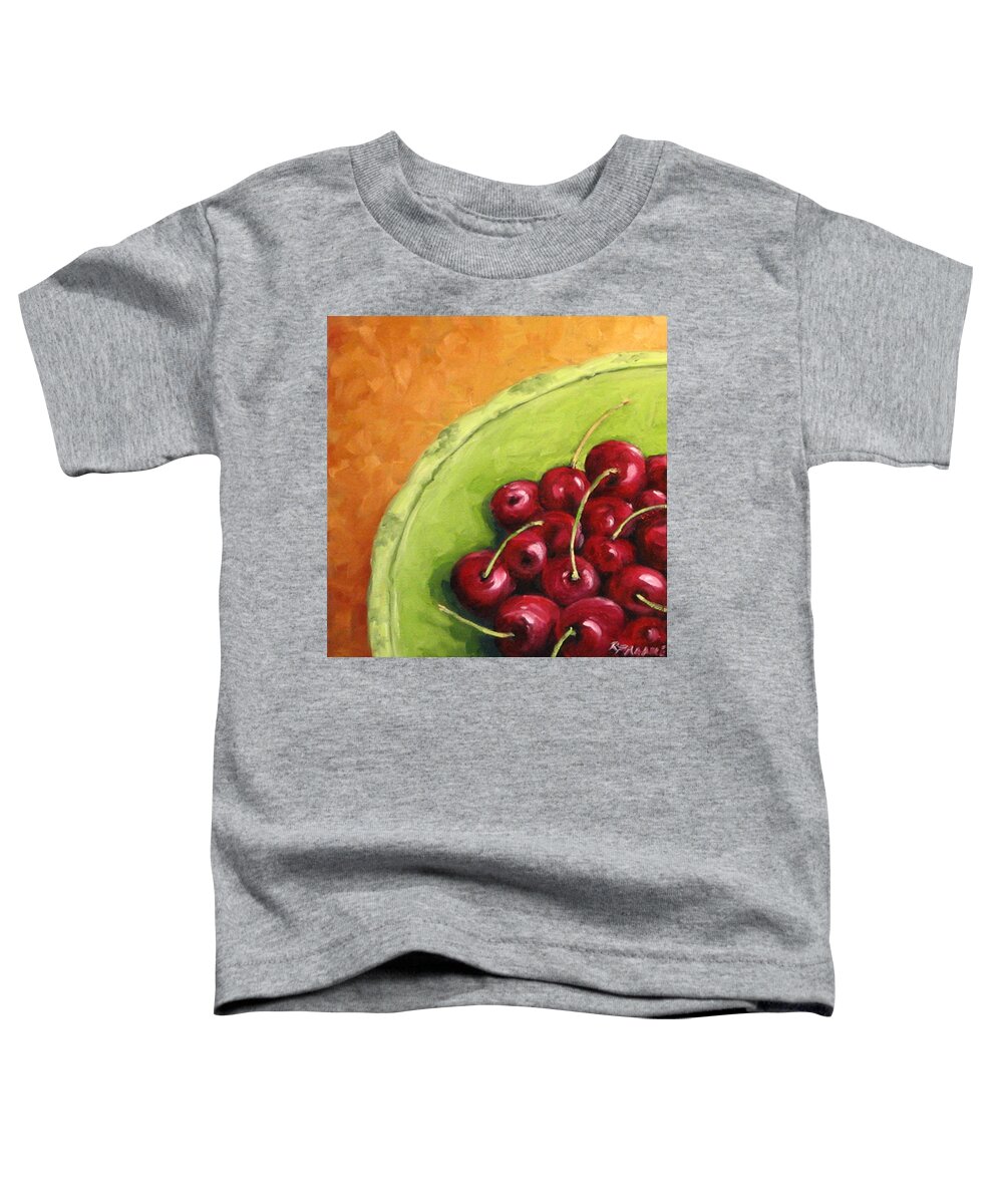  Art Toddler T-Shirt featuring the painting Cherries Green Plate by Richard T Pranke
