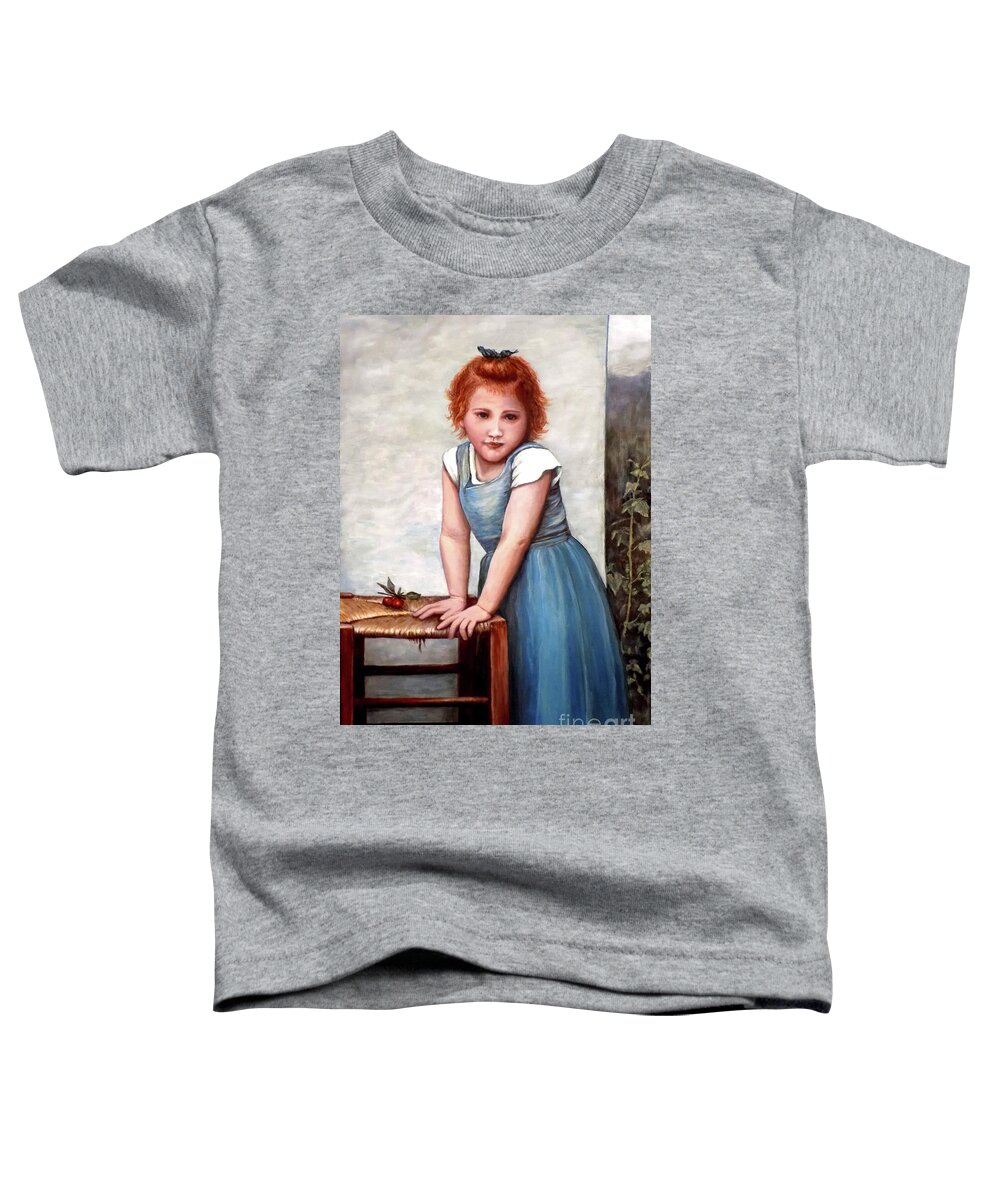 Girl Toddler T-Shirt featuring the painting Cherries by Judy Kirouac
