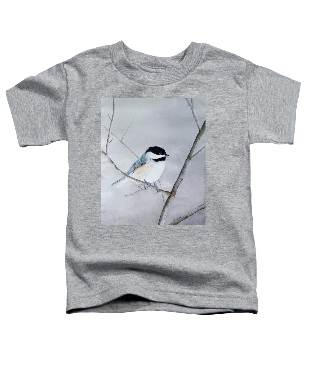 Chickadee Toddler T-Shirt featuring the painting Chickadee II by Laurel Best