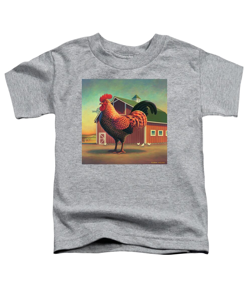 Rooster Toddler T-Shirt featuring the painting Barnyard by Robin Moline