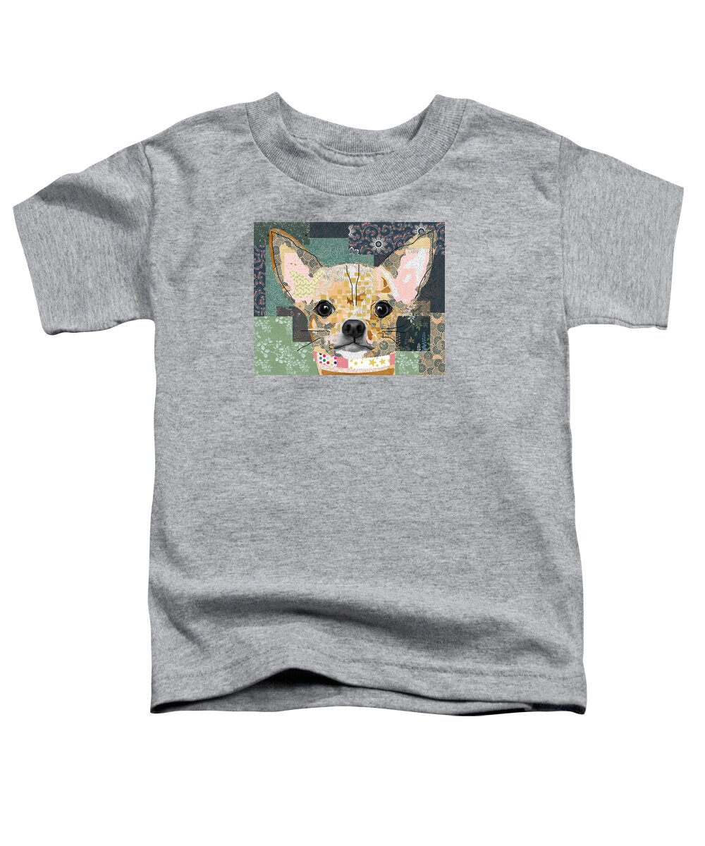 Chihuahua Toddler T-Shirt featuring the mixed media Chihuahua Collage by Claudia Schoen