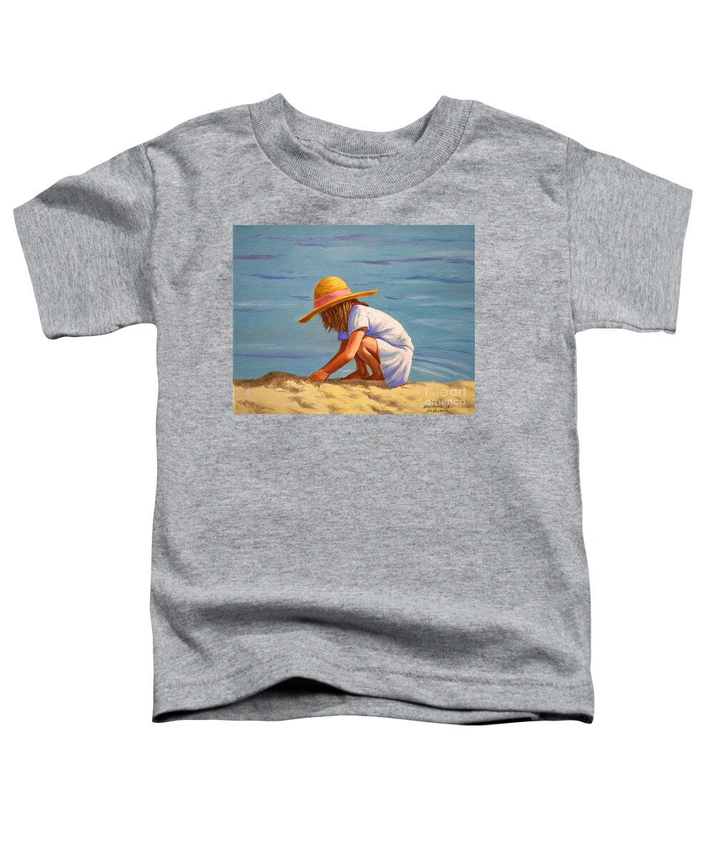 Child Toddler T-Shirt featuring the painting Child playing in the sand by Christopher Shellhammer