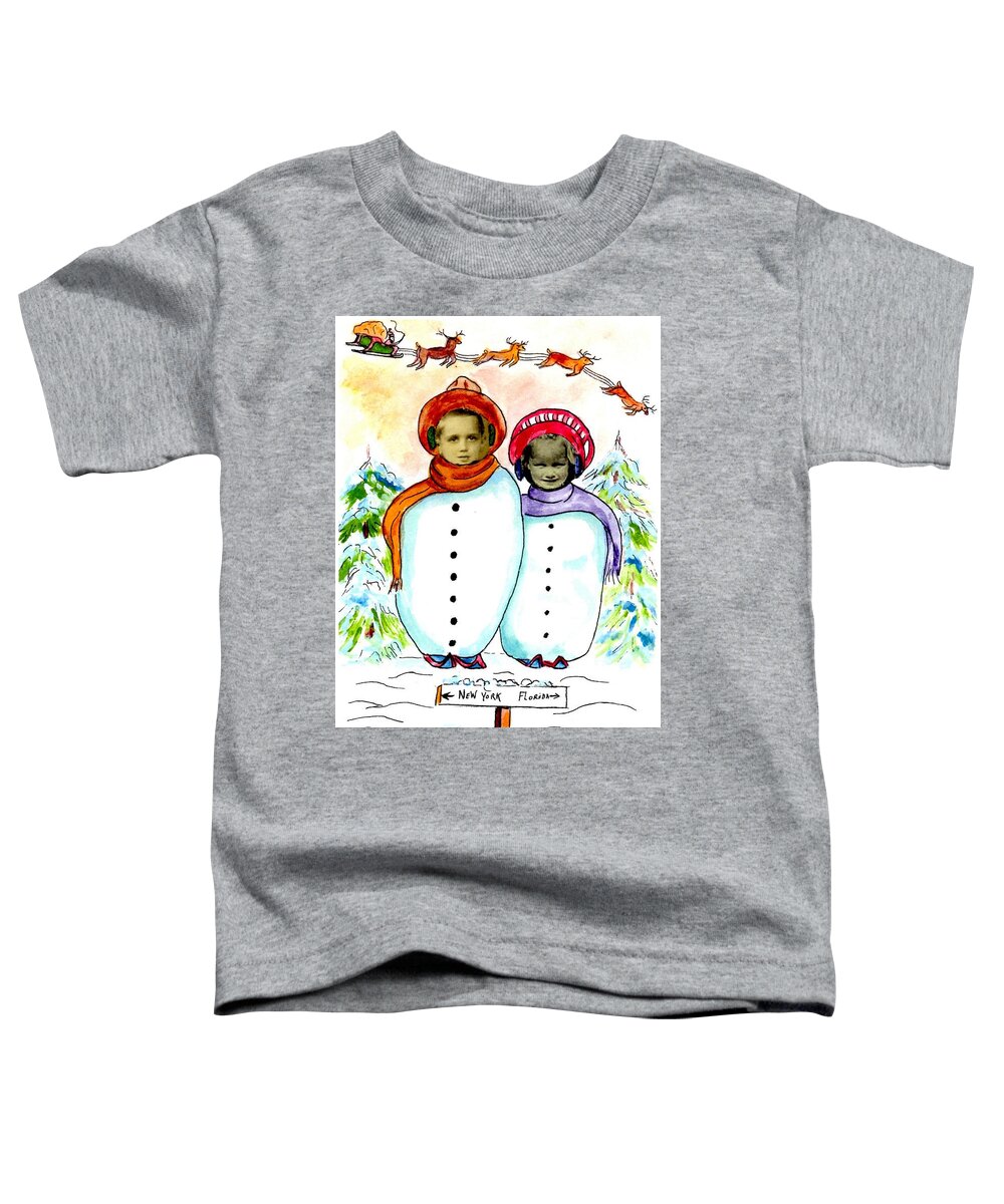 Robbie And Phil Bracco Christmas Card Toddler T-Shirt featuring the drawing Happy Holidays by Philip And Robbie Bracco