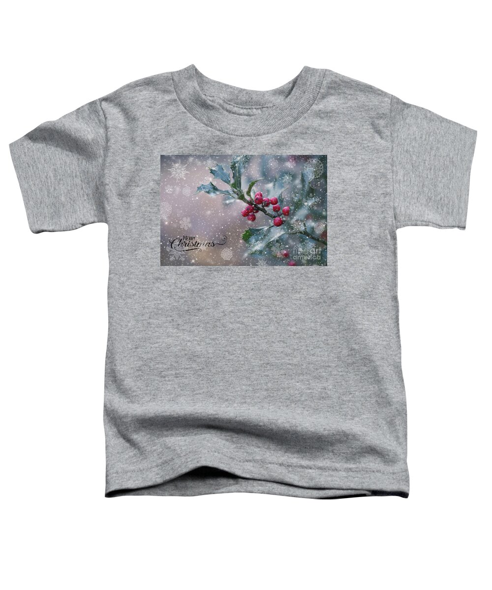 Holly Berry Toddler T-Shirt featuring the photograph Christmas Holly by Eva Lechner