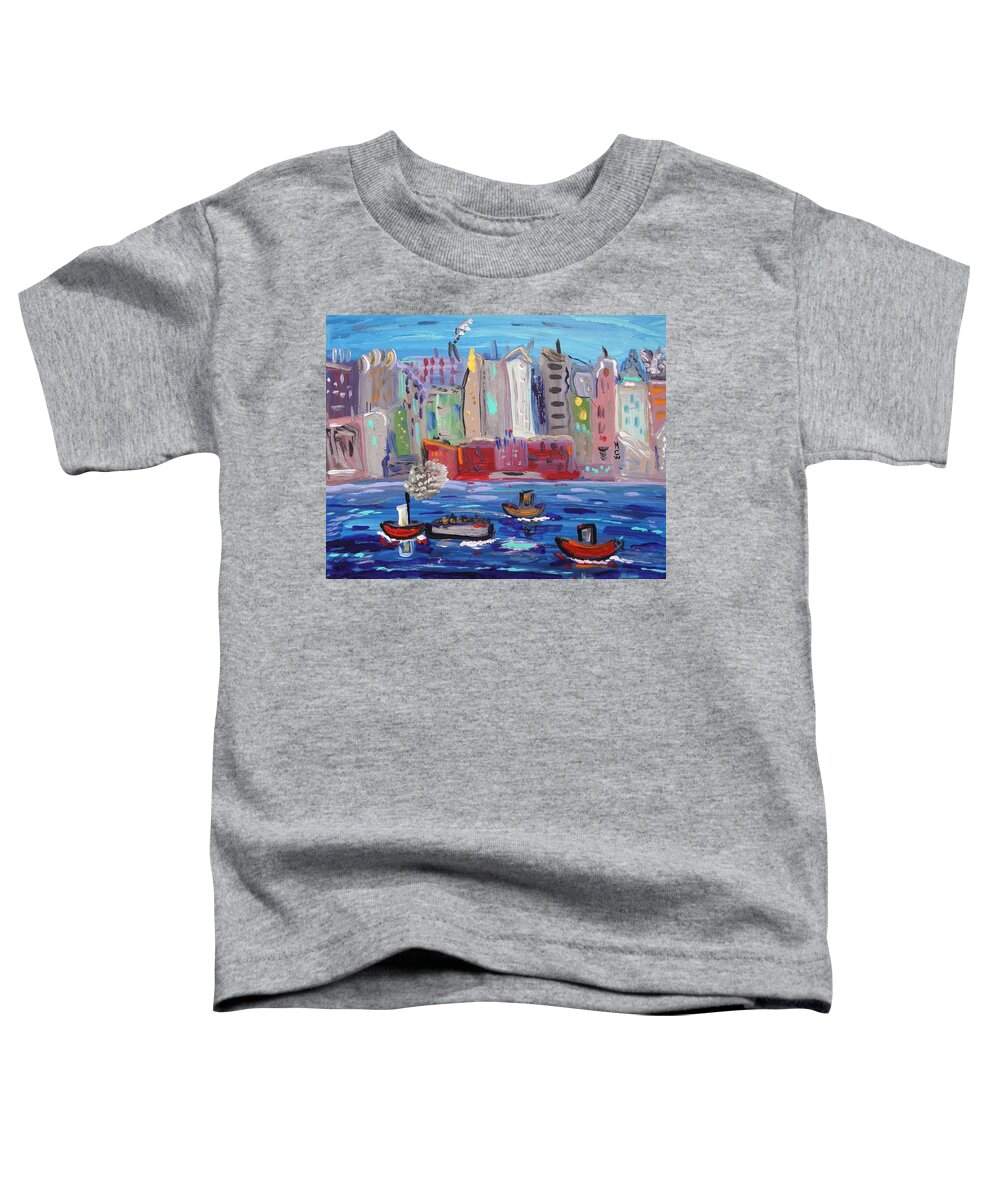 Boats Toddler T-Shirt featuring the painting City City City by Mary Carol Williams