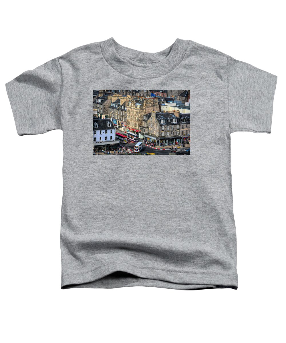 Edinburgh Toddler T-Shirt featuring the photograph City Edinburgh Overhead View Royal Mile by Chuck Kuhn