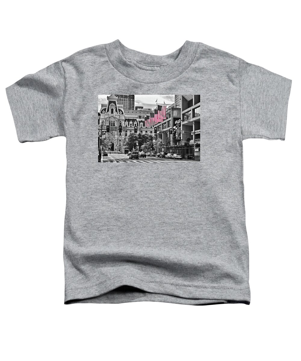 Flags Toddler T-Shirt featuring the photograph City of Brotherly Love - Philadelphia by Louis Dallara