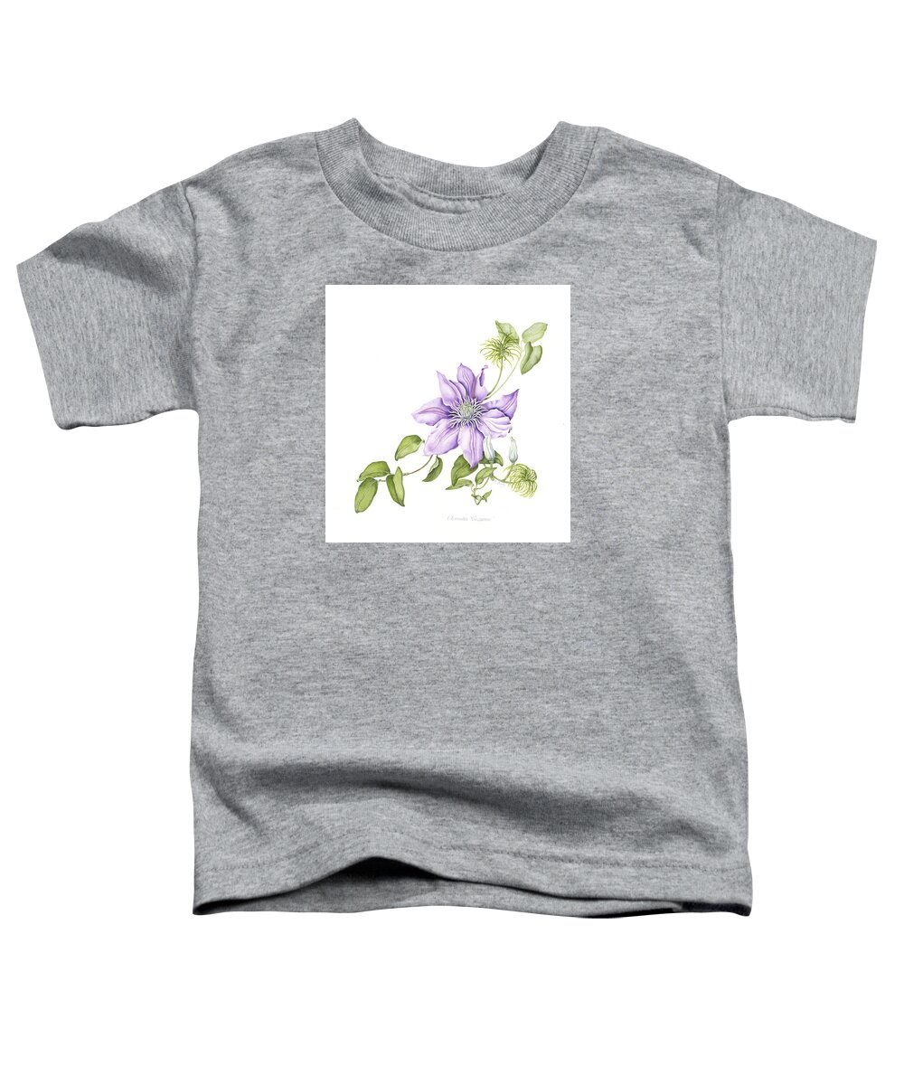 Watercolors Toddler T-Shirt featuring the painting Clematis Cezanne by Karla Beatty