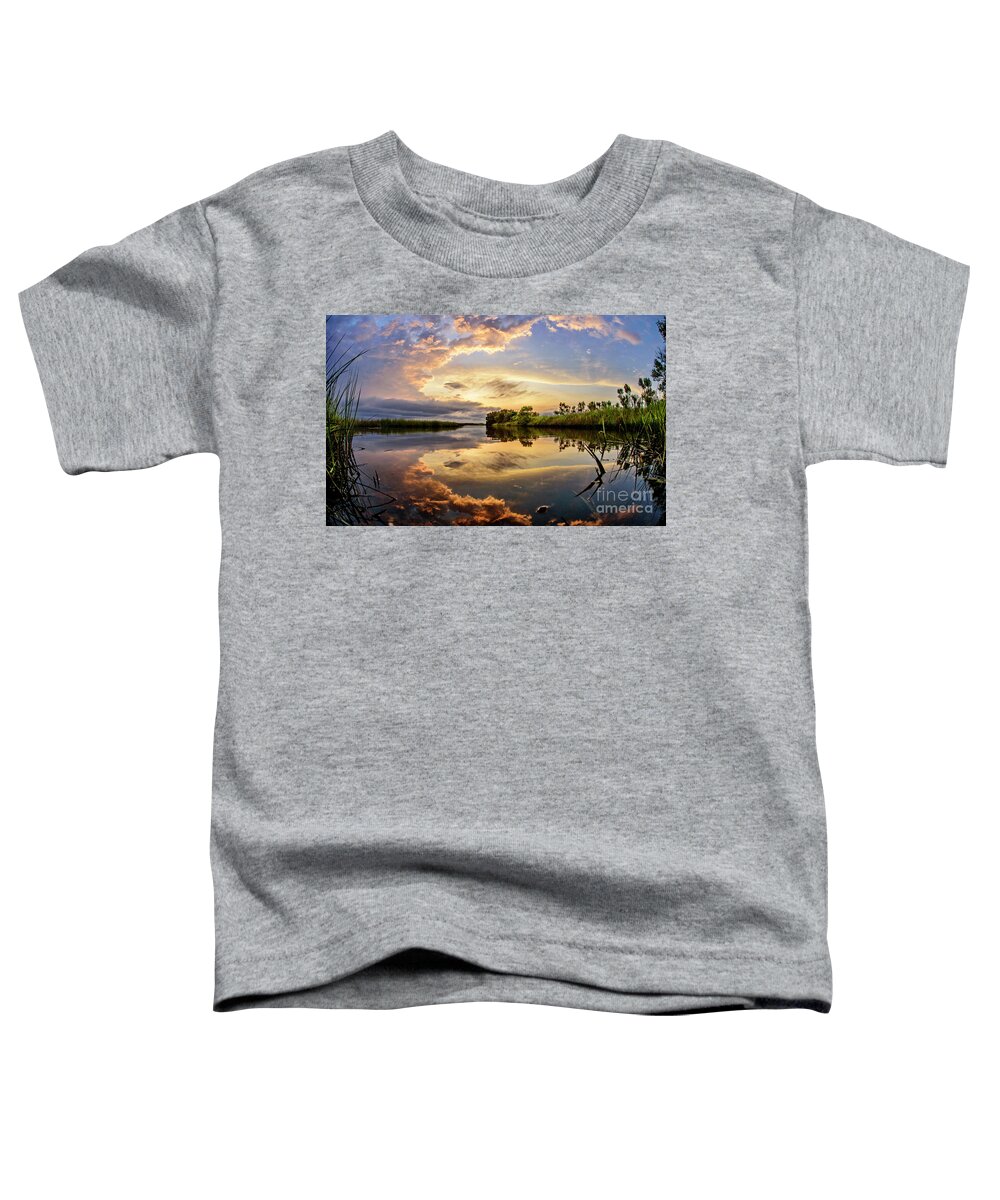 Sunset Toddler T-Shirt featuring the photograph Clouds Reflections by DJA Images
