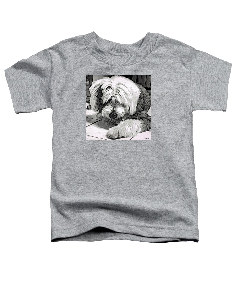 Old English Sheepdog Toddler T-Shirt featuring the digital art Clueless by Kathy Kelly