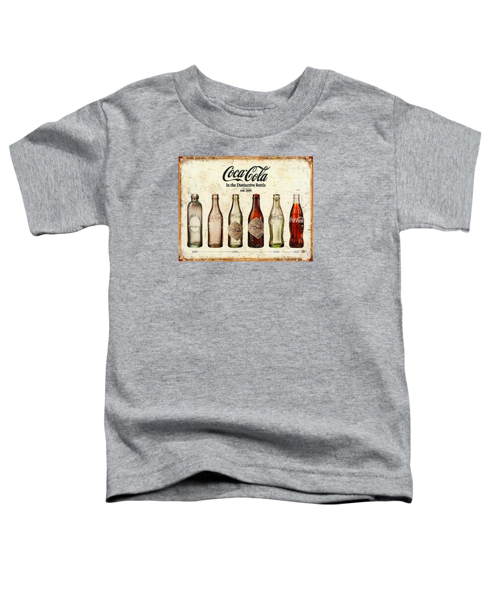 #faatoppicks Toddler T-Shirt featuring the painting Coca-Cola Bottle Evolution Vintage Sign by Tony Rubino