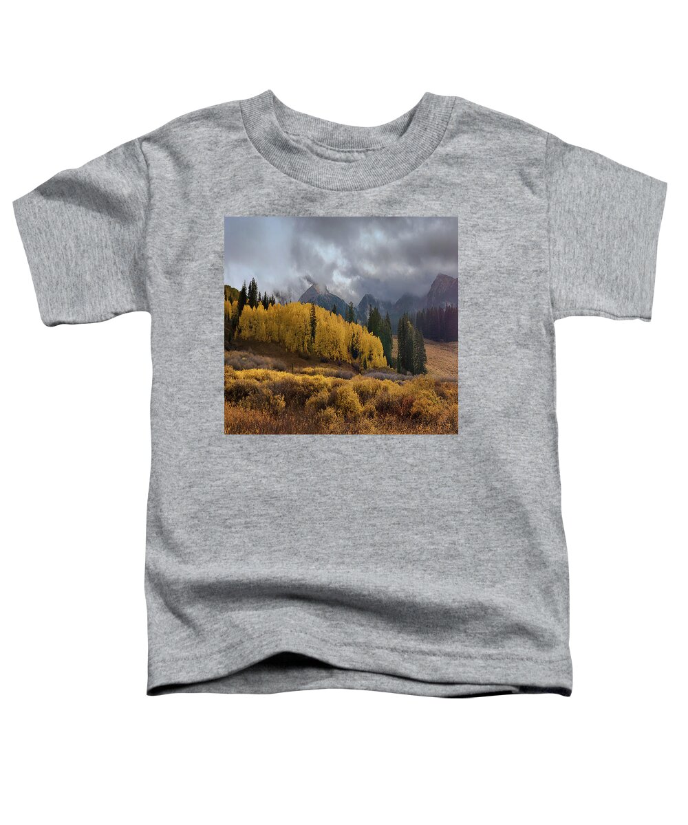 Colorado Fall Colors Toddler T-Shirt featuring the digital art Colorado Fall Colors 2 by OLena Art by Lena Owens - Vibrant DESIGN