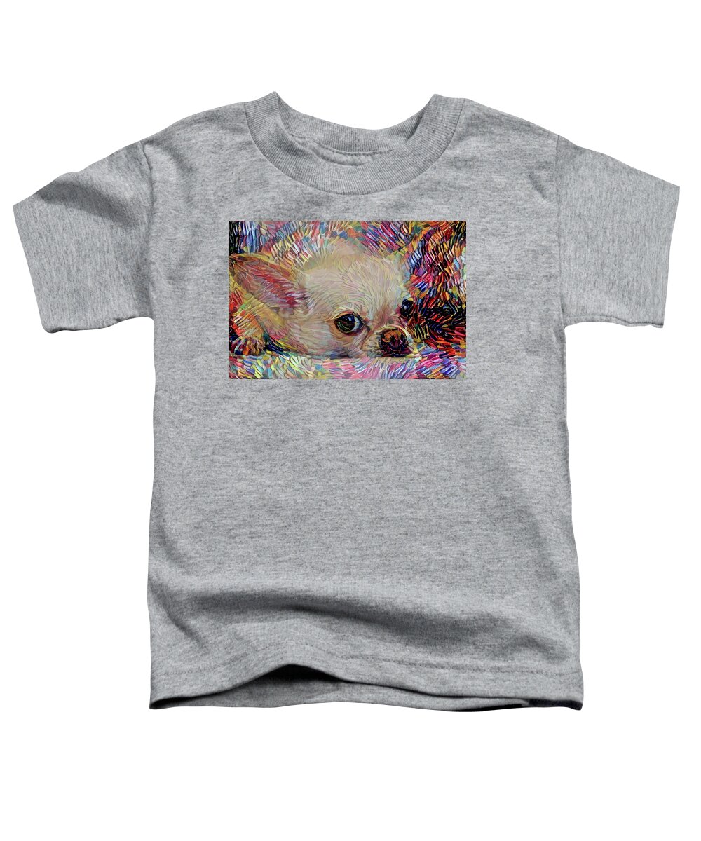 Chihuahua Toddler T-Shirt featuring the mixed media Colorful Abstract Chihuahua by Peggy Collins