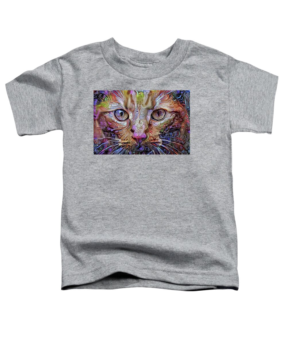 Cat Toddler T-Shirt featuring the digital art Colorful Cat Art by Peggy Collins