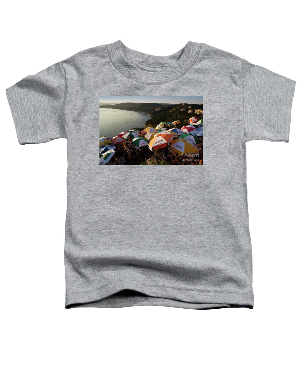 Adults Toddler T-Shirt featuring the photograph Colorful Lake Travis Restaurant overlooks Hippie Hollow by Dan Herron