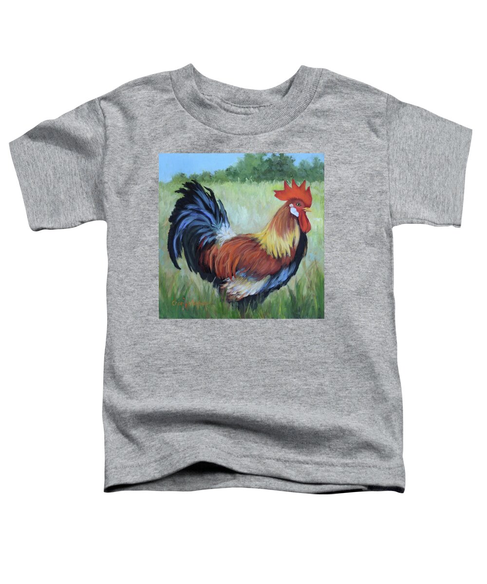 Rooster Toddler T-Shirt featuring the painting Colorful Rooster Print by Cheri Wollenberg