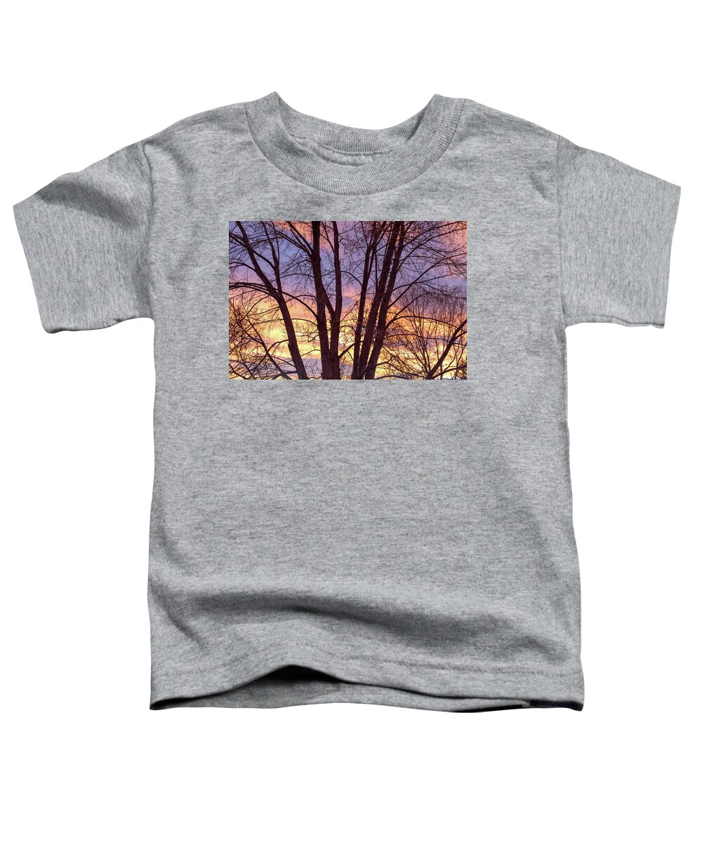 Colorful Toddler T-Shirt featuring the photograph Colorful Tree Branches Night by James BO Insogna