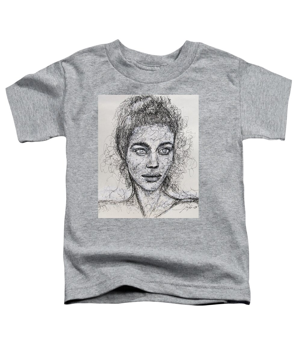 Portrait Art Toddler T-Shirt featuring the drawing Come What May by Jarko Aka Lui Grande