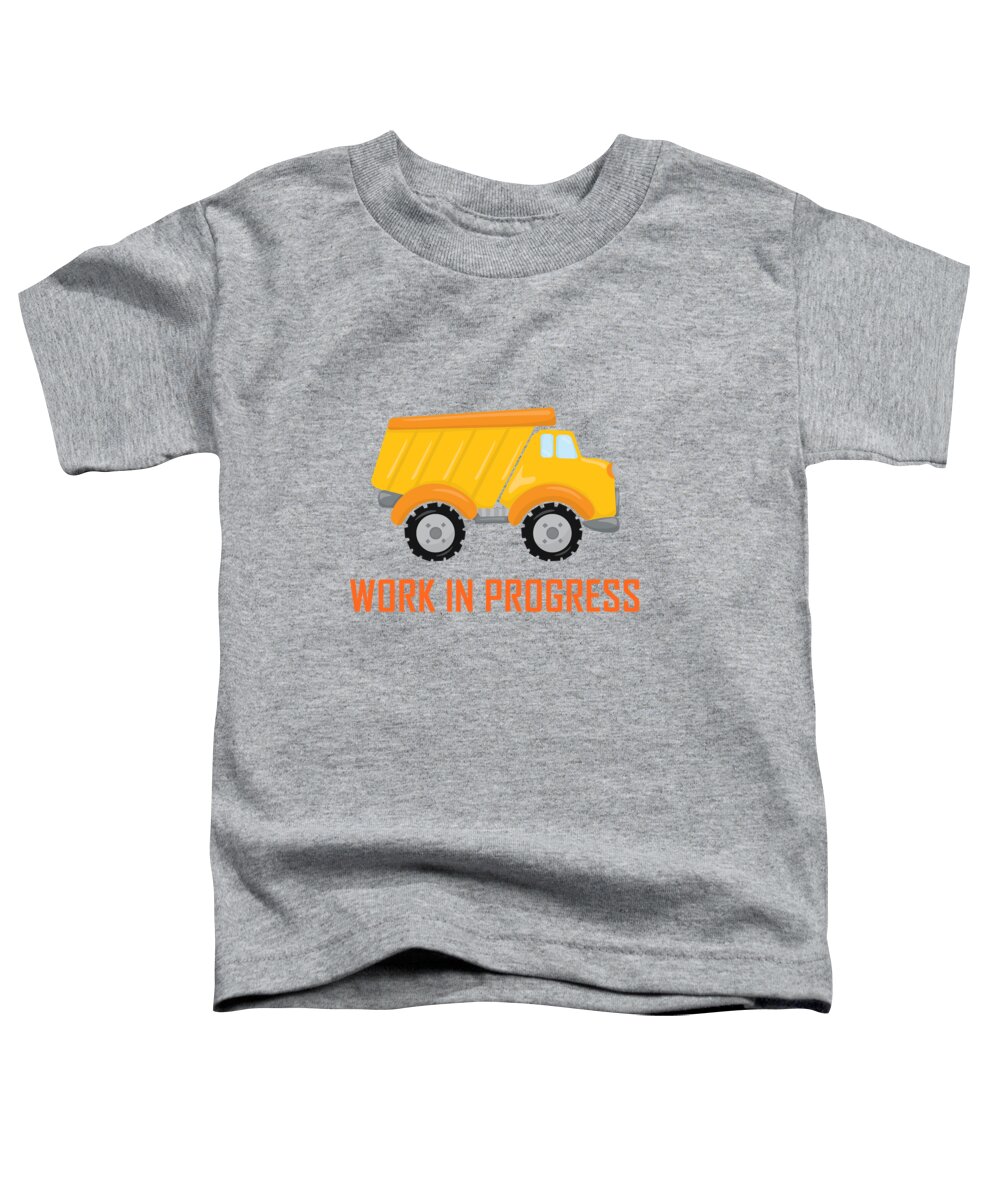 Dump Truck Toddler T-Shirt featuring the digital art Construction Zone - Dump Truck Work In Progress Gifts - Grey Background by KayeCee Spain