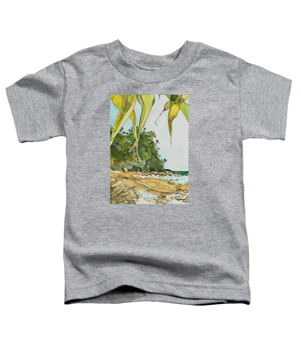 Australian Coastal Landscape Toddler T-Shirt featuring the painting Coolum Pandanus by Joan Cordell