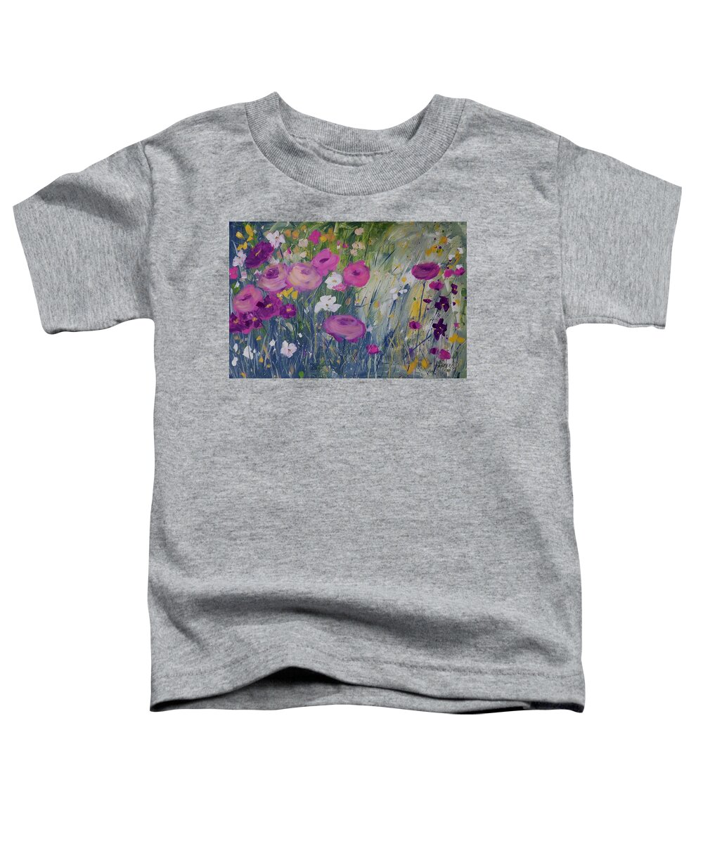 Flowers Toddler T-Shirt featuring the painting Corner Garden by Terri Einer