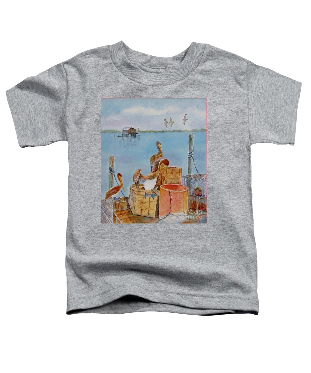 #cortez Village Toddler T-Shirt featuring the painting Cortez Fishing Village by Midge Pippel