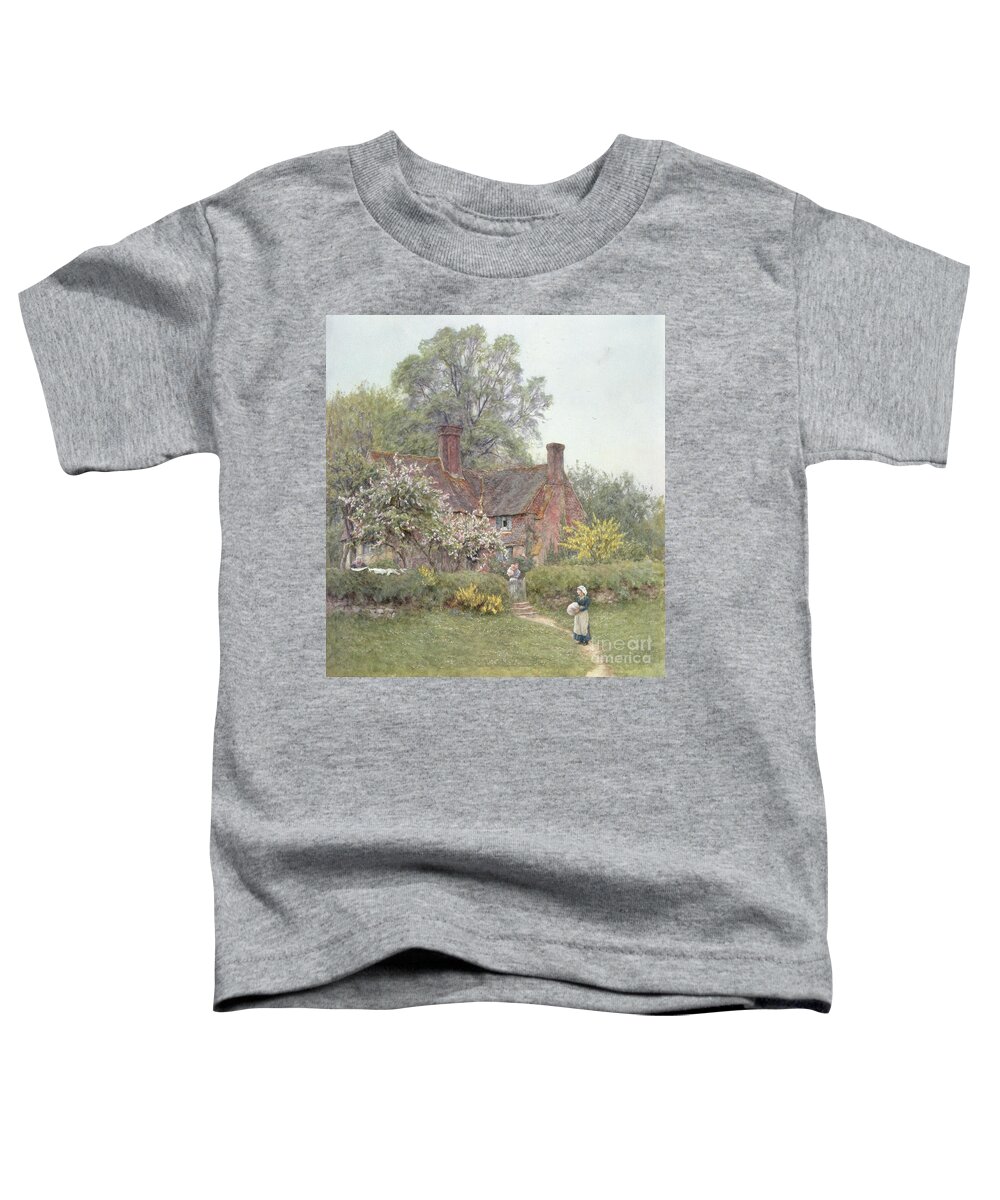 Cottage Toddler T-Shirt featuring the painting Cottage at Chiddingfold by Helen Allingham